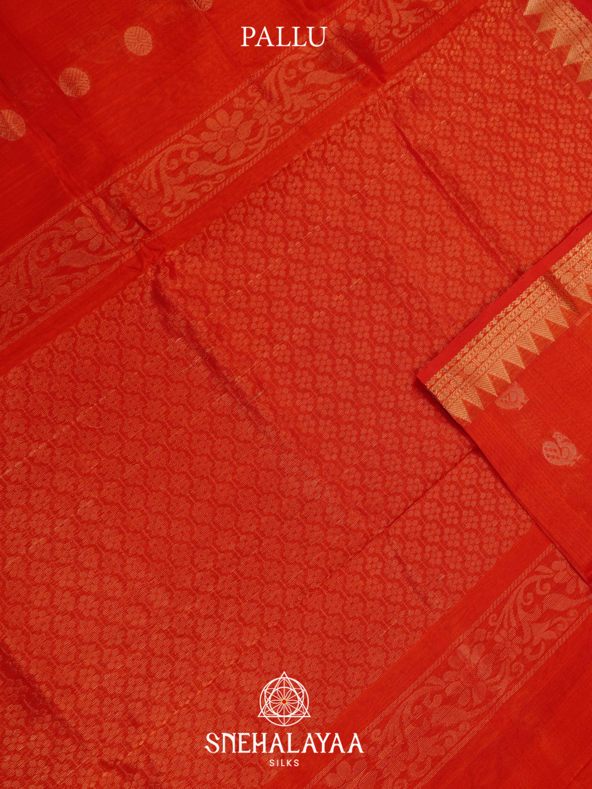 Orange Mangalagiri Silk Cotton Saree