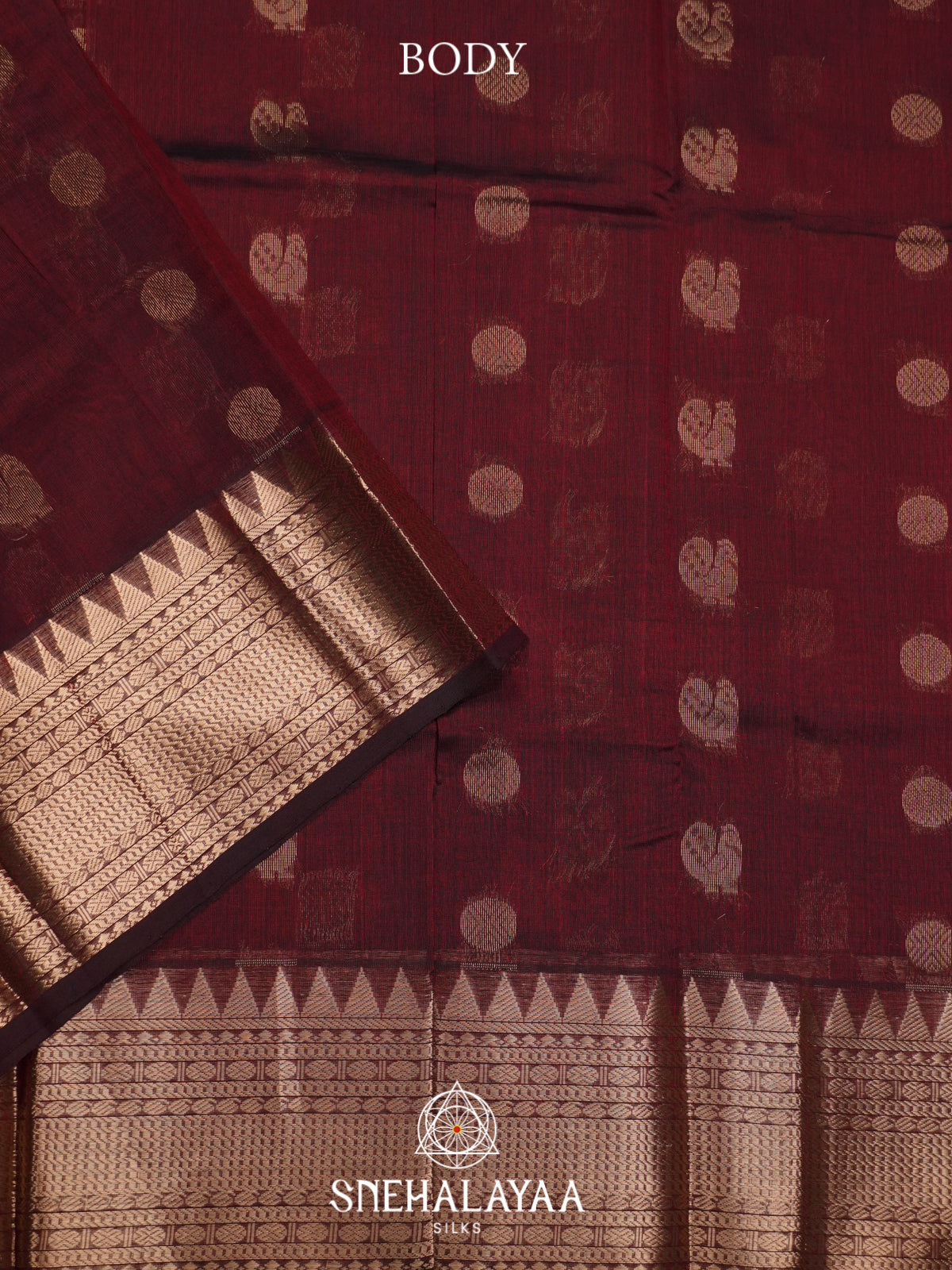 Burgundy Mangalagiri Silk Cotton Saree