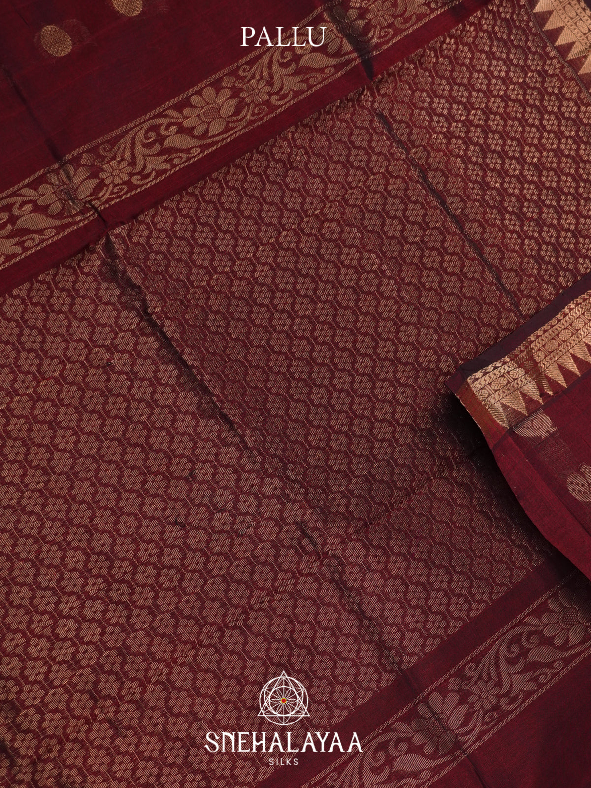 Burgundy Mangalagiri Silk Cotton Saree