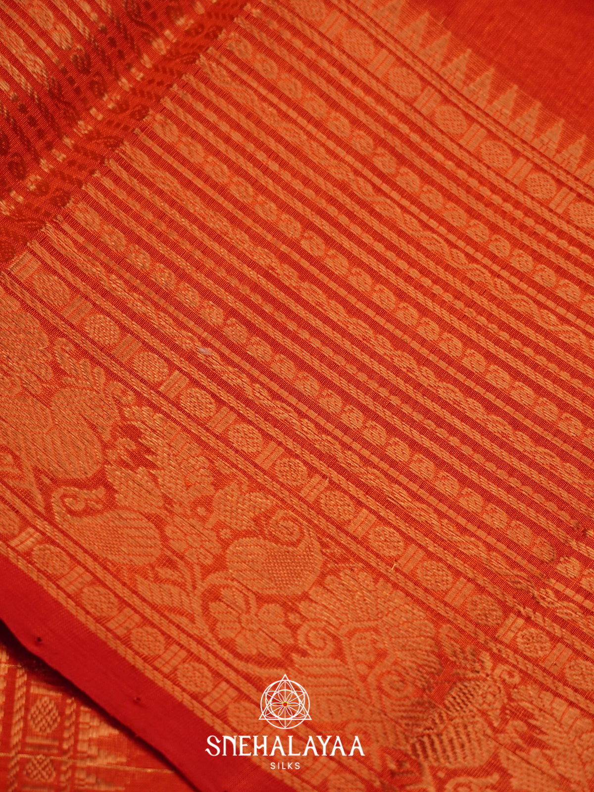 Orange Mangalagiri Silk Cotton Saree
