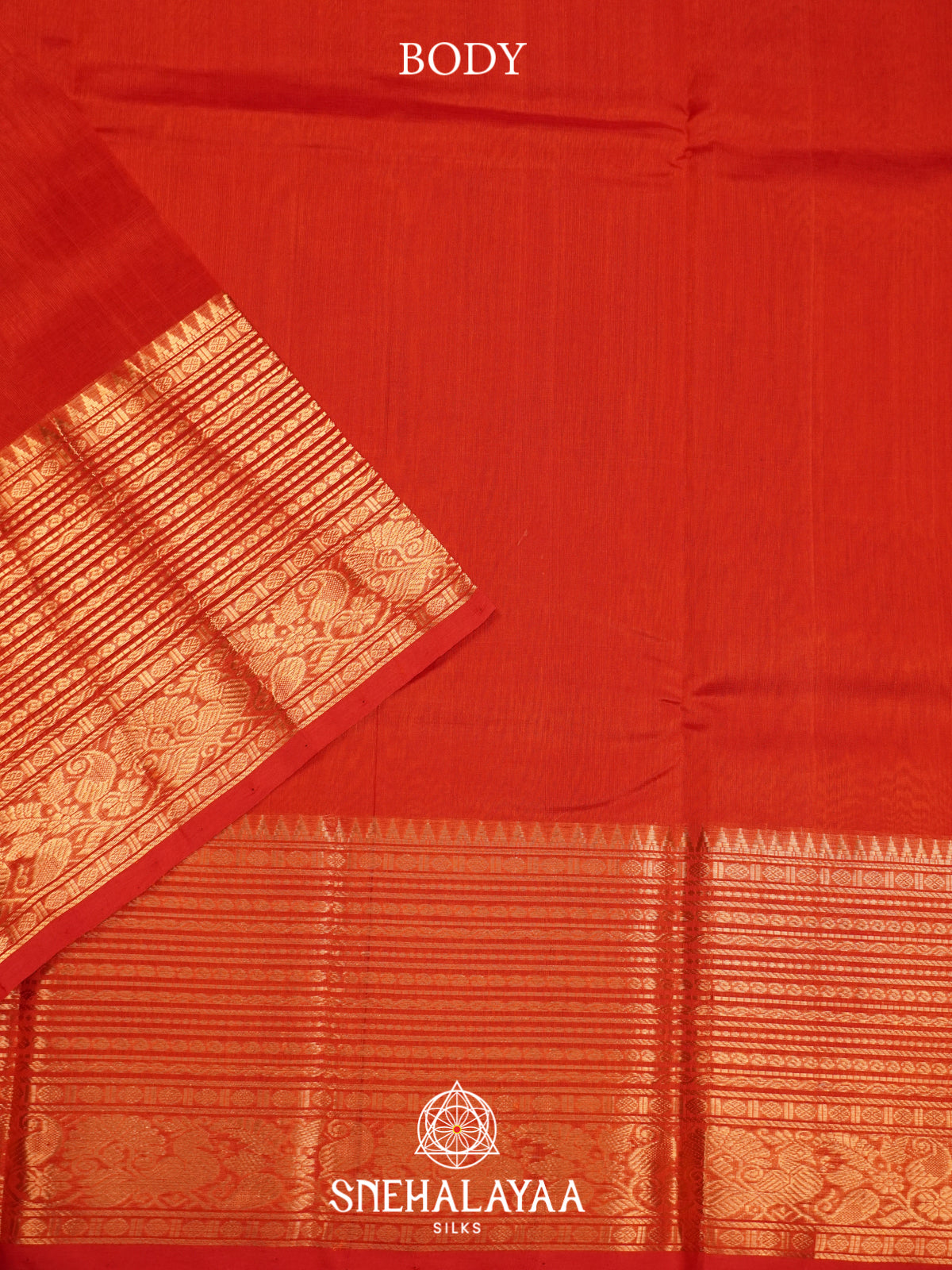 Orange Mangalagiri Silk Cotton Saree