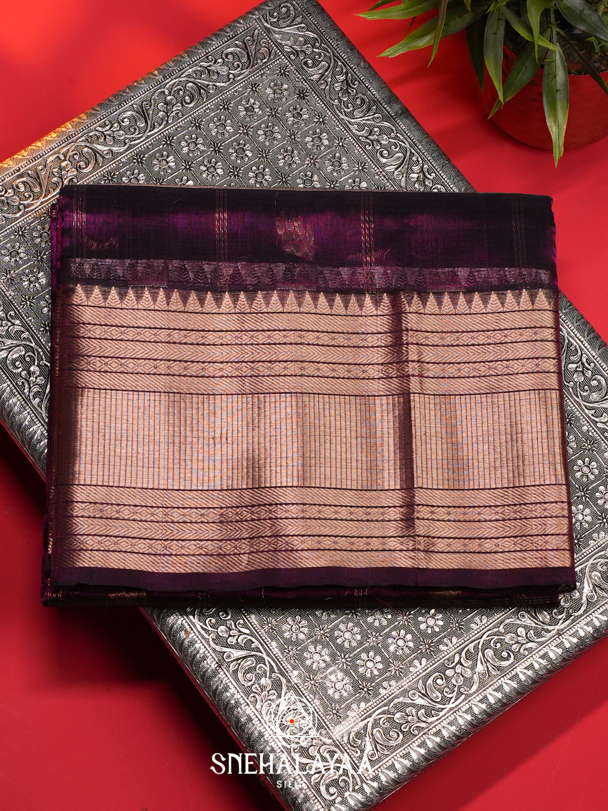 Purple Mangalagiri Silk Cotton Saree