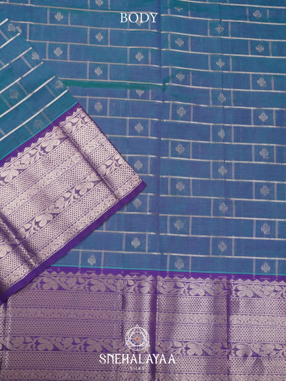 Teal Blue Mangalagiri Silk Cotton Saree