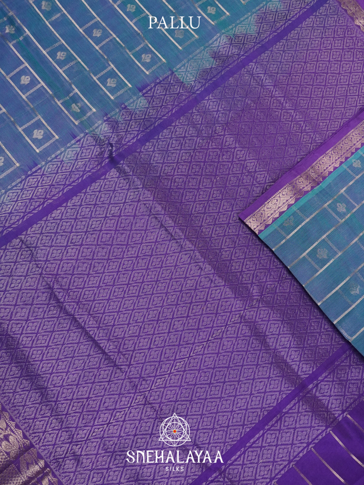 Teal Blue Mangalagiri Silk Cotton Saree