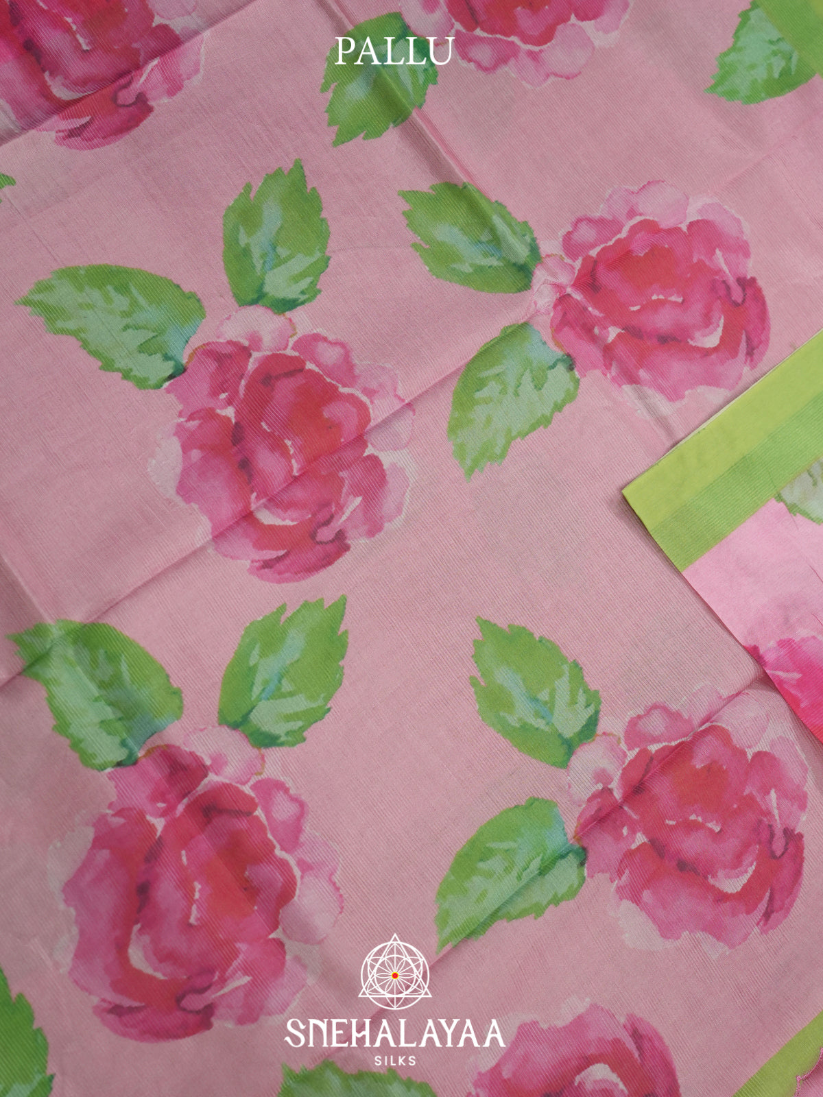 Baby Pink Printed Mangalagiri Silk Cotton Saree
