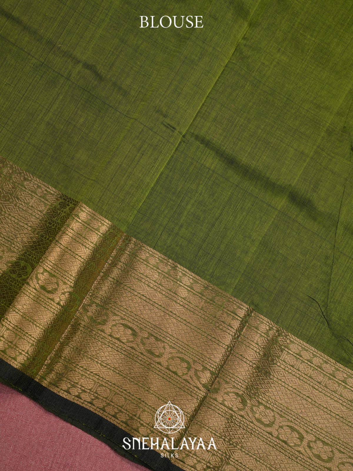 Olive Green Mangalagiri Silk Cotton Saree