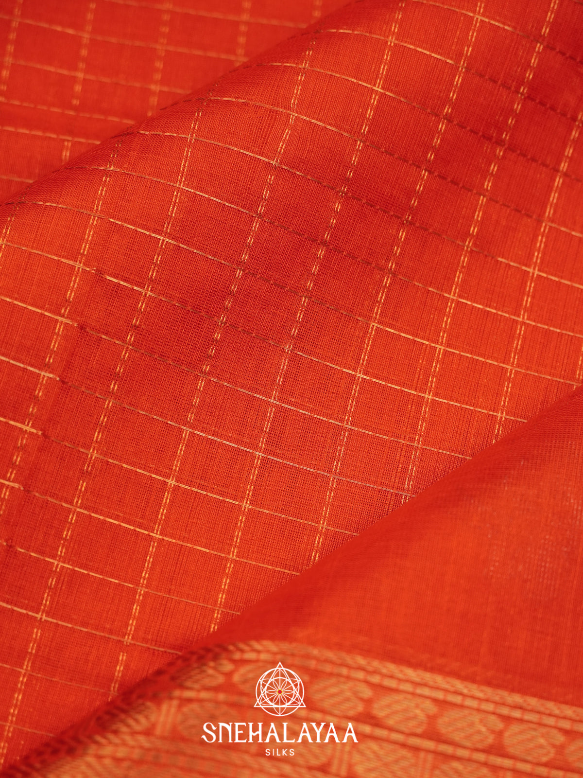 Orange Mangalagiri Silk Cotton Saree