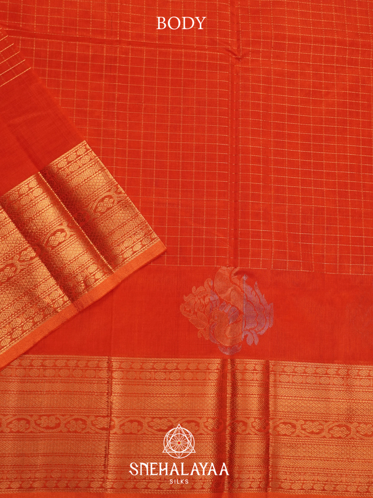 Orange Mangalagiri Silk Cotton Saree