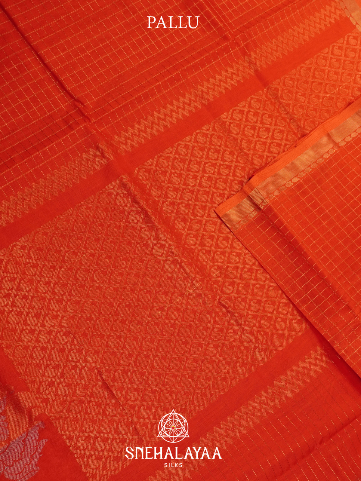 Orange Mangalagiri Silk Cotton Saree