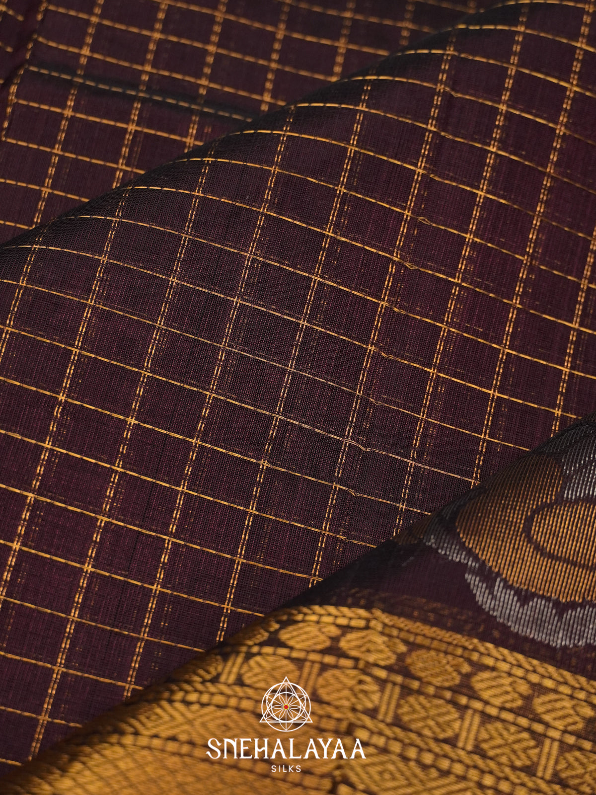 Chocolate Brown Mangalagiri Silk Cotton Saree