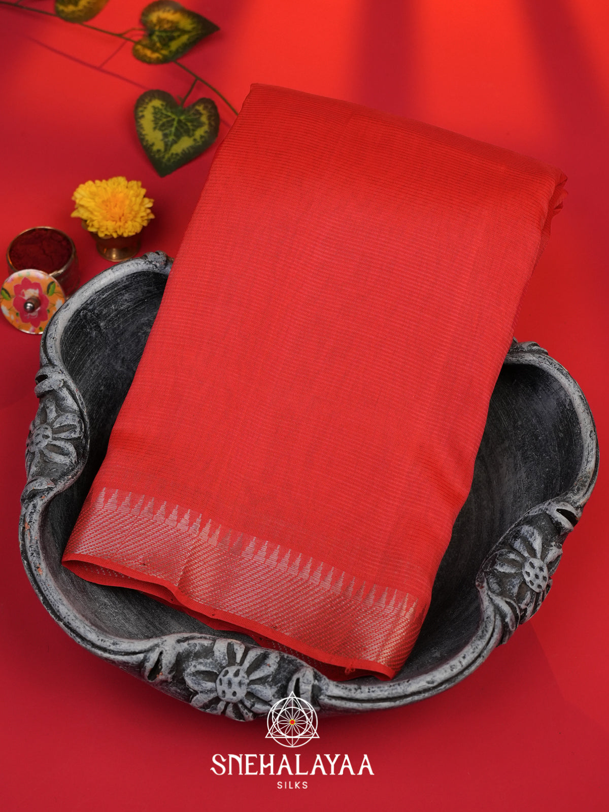 Red Mangalagiri Silk Cotton Saree