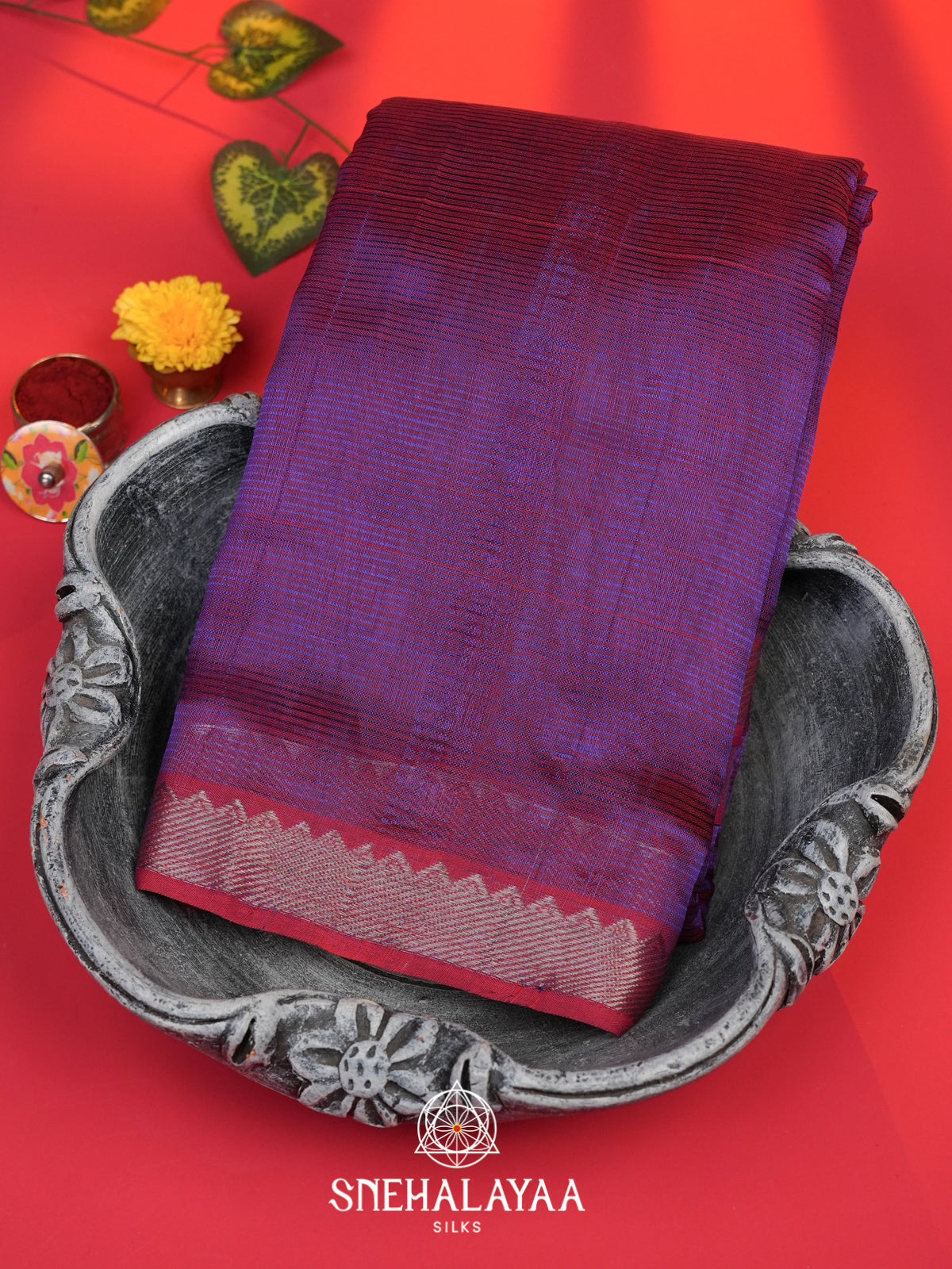 Purple Mangalagiri Silk Cotton Saree