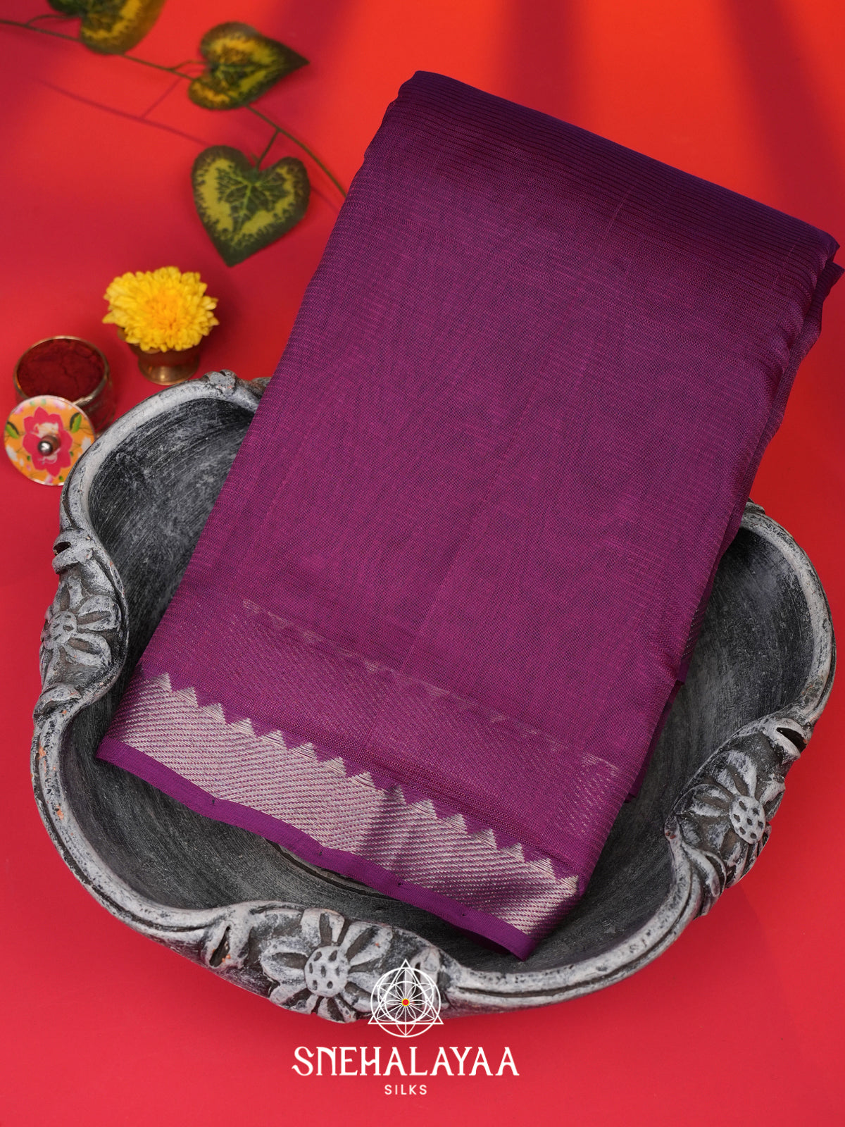 Purple Mangalagiri Silk Cotton Saree