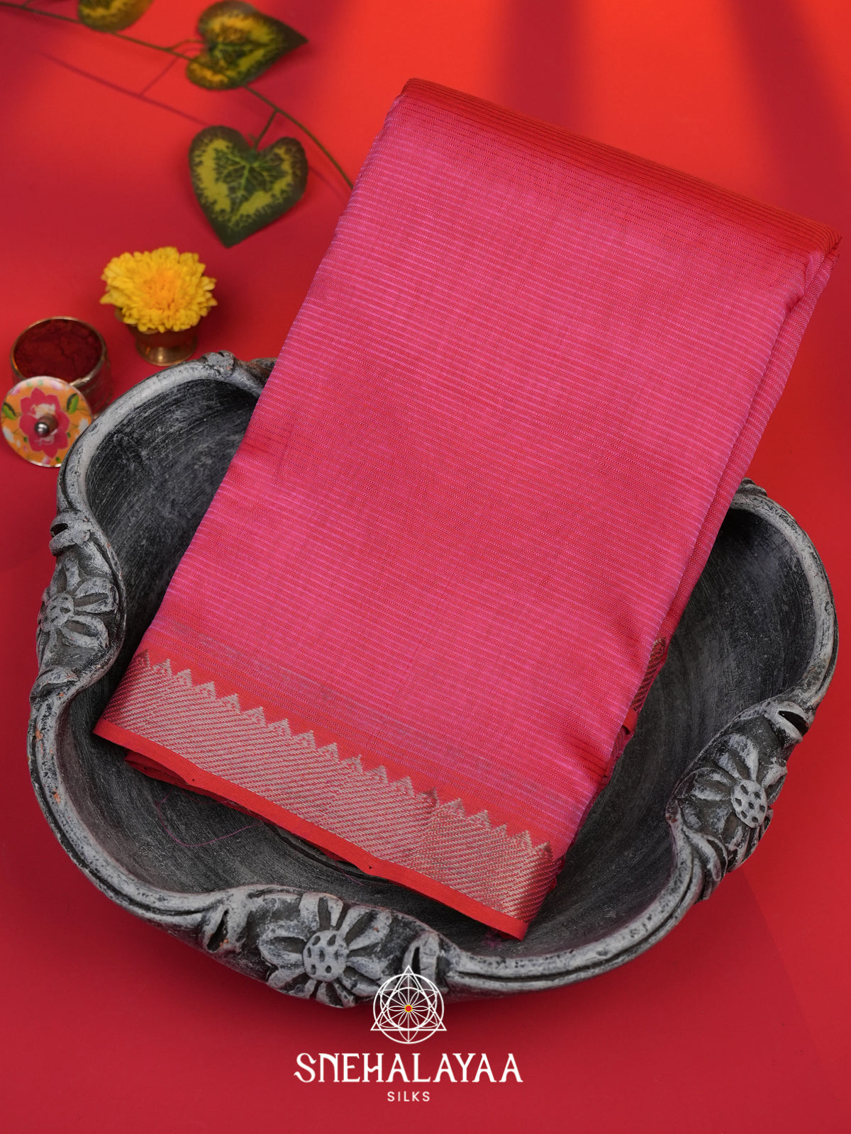 Pink Mangalagiri Silk Cotton Saree