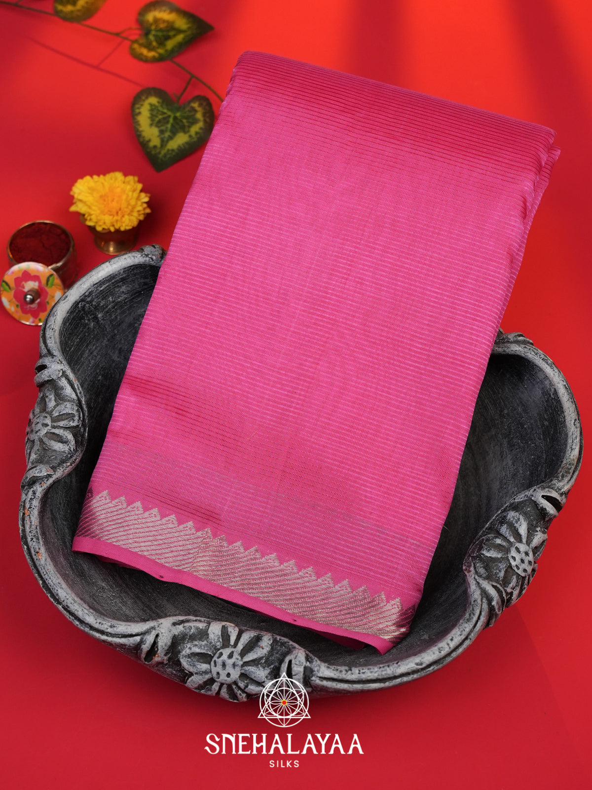Pink Mangalagiri Silk Cotton Saree