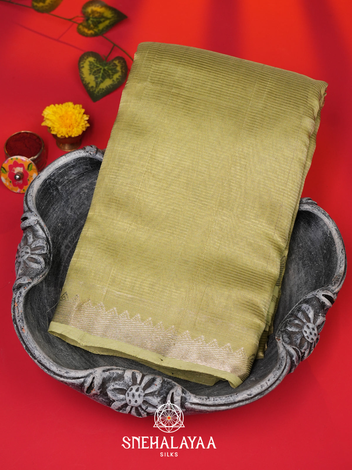 Pale Avocado Mangalagiri Silk Cotton Saree