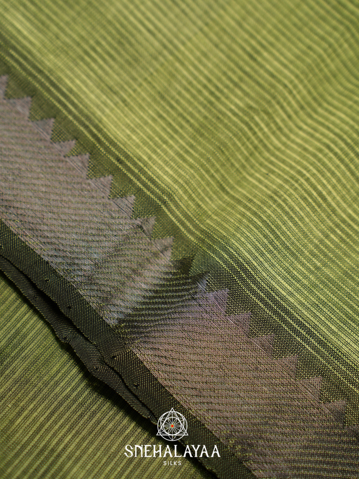 Olive Green Mangalagiri Silk Cotton Saree