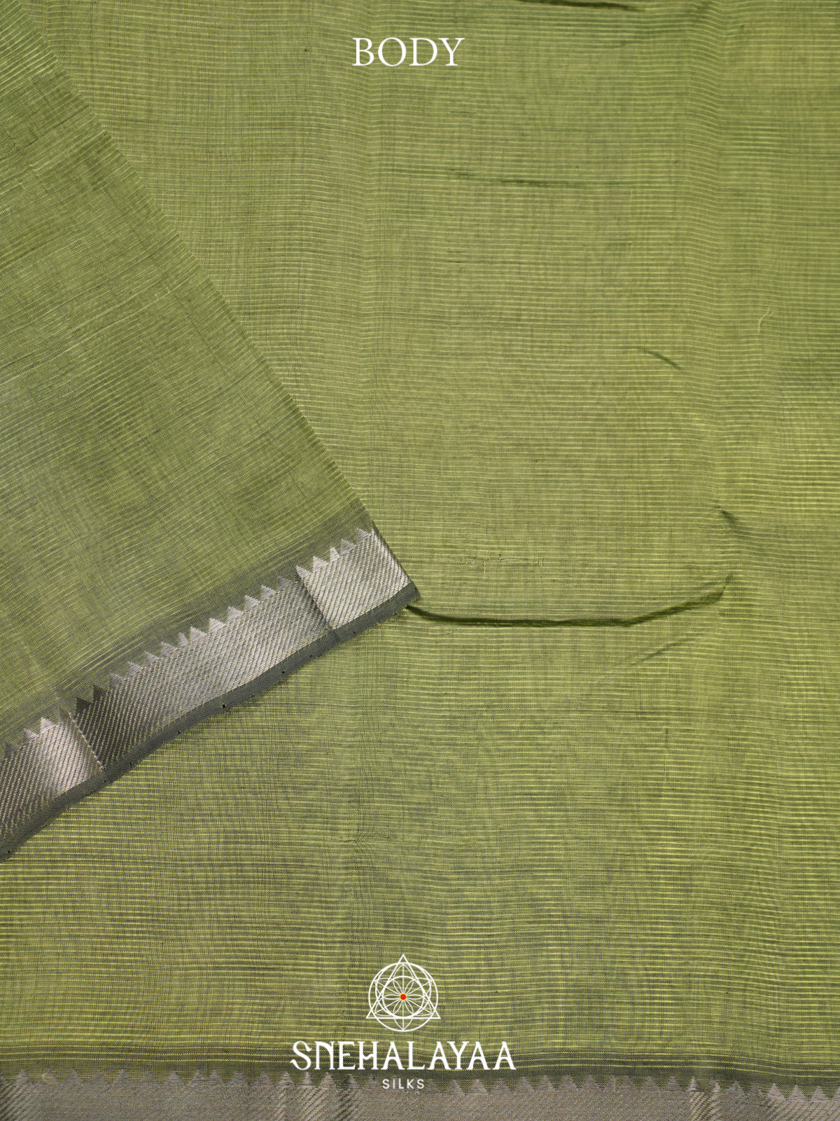 Olive Green Mangalagiri Silk Cotton Saree