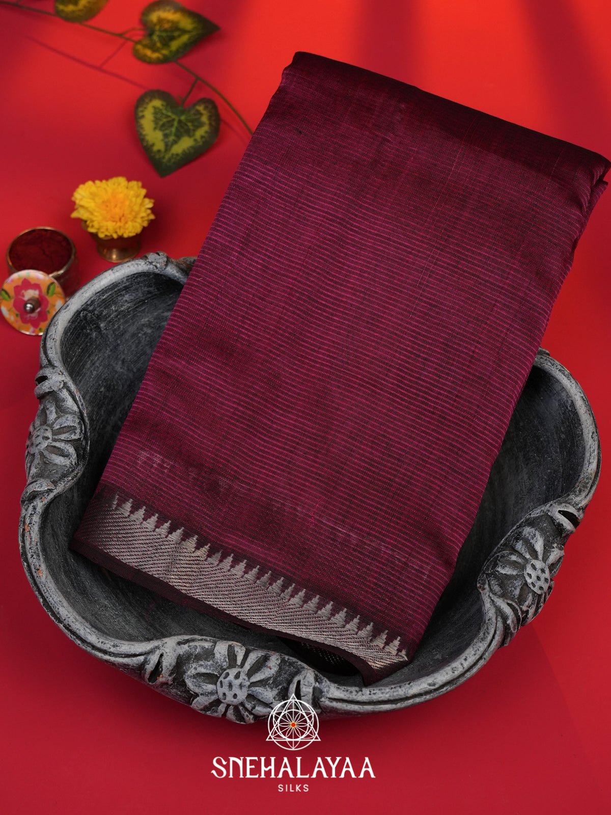 Plum Wine Mangalagiri Silk Cotton Saree