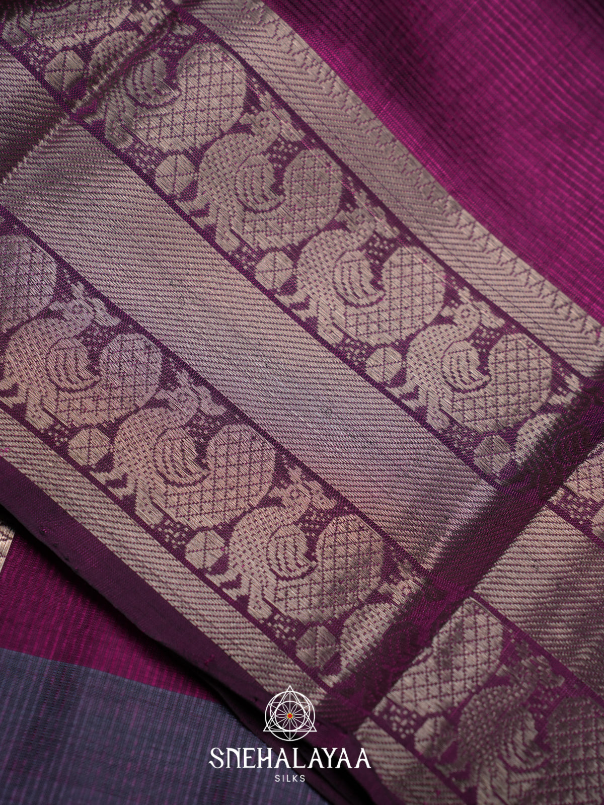 Aubergine Mangalagiri Silk Cotton Saree