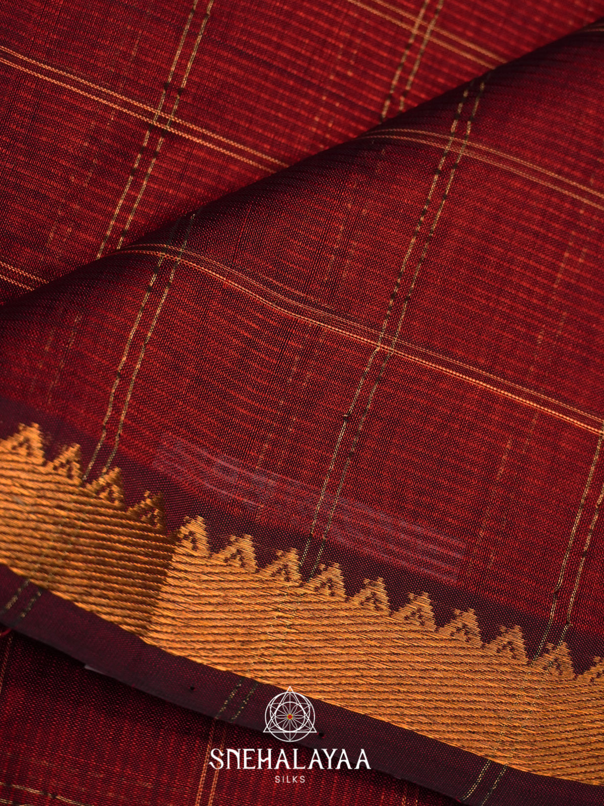 Maroon Mangalagiri Silk Cotton Saree