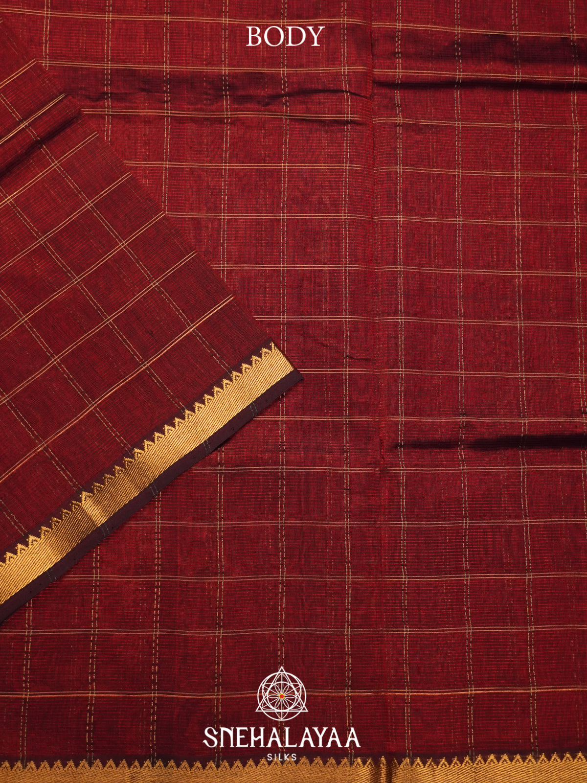 Maroon Mangalagiri Silk Cotton Saree