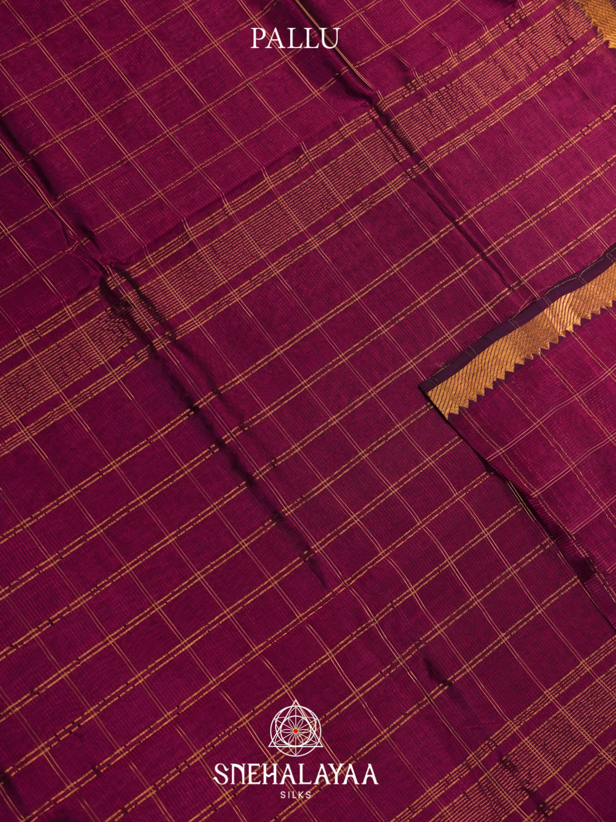 Wine Mangalagiri Silk Cotton Saree