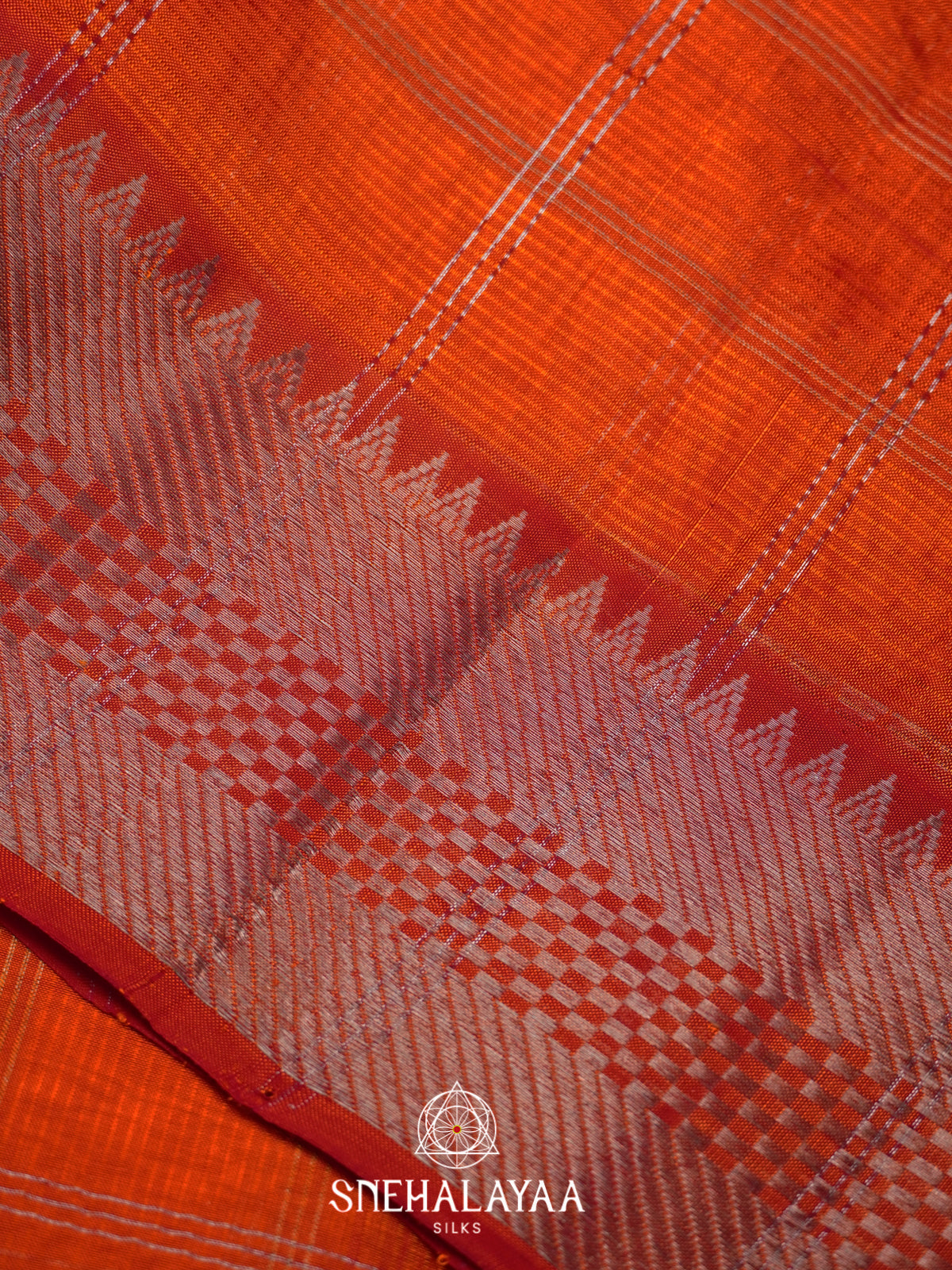 Orange Mangalagiri Silk Cotton Saree