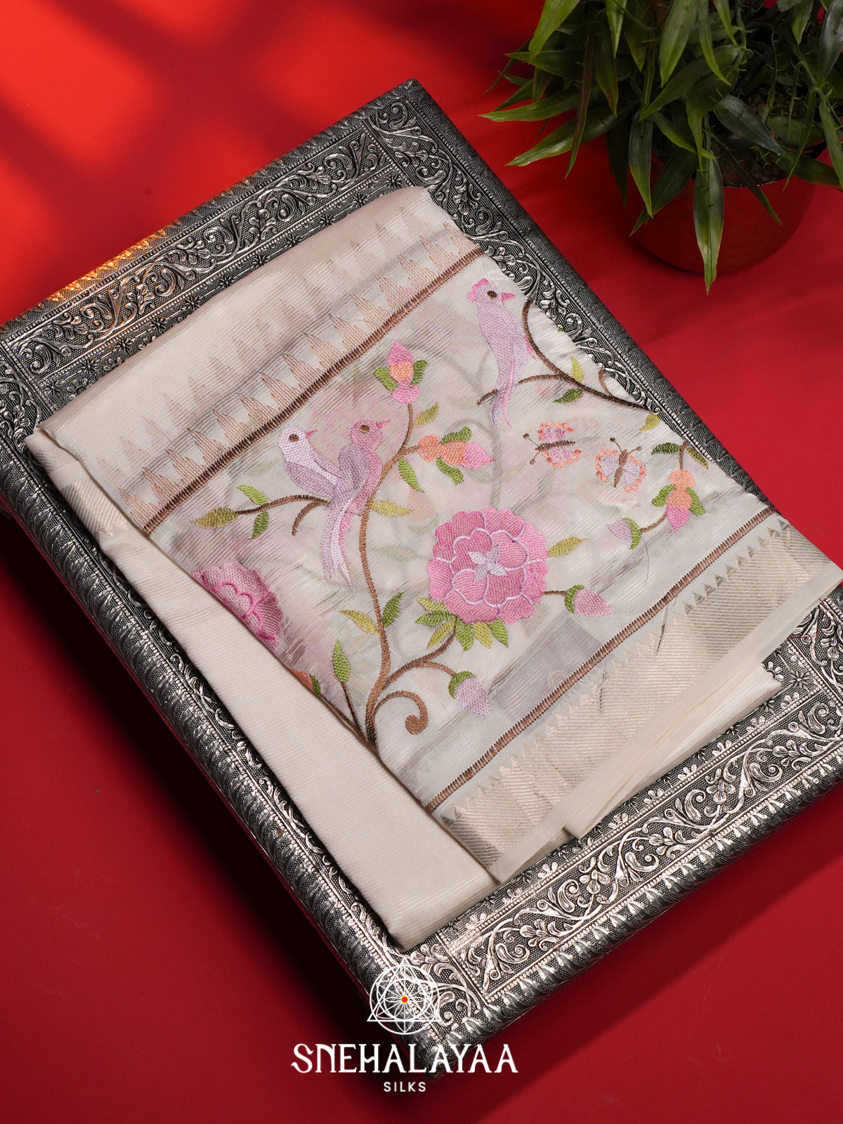Off White Mangalagiri Silk Cotton Saree