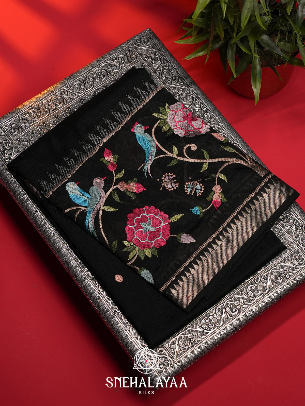 Black Mangalagiri Silk Cotton Saree