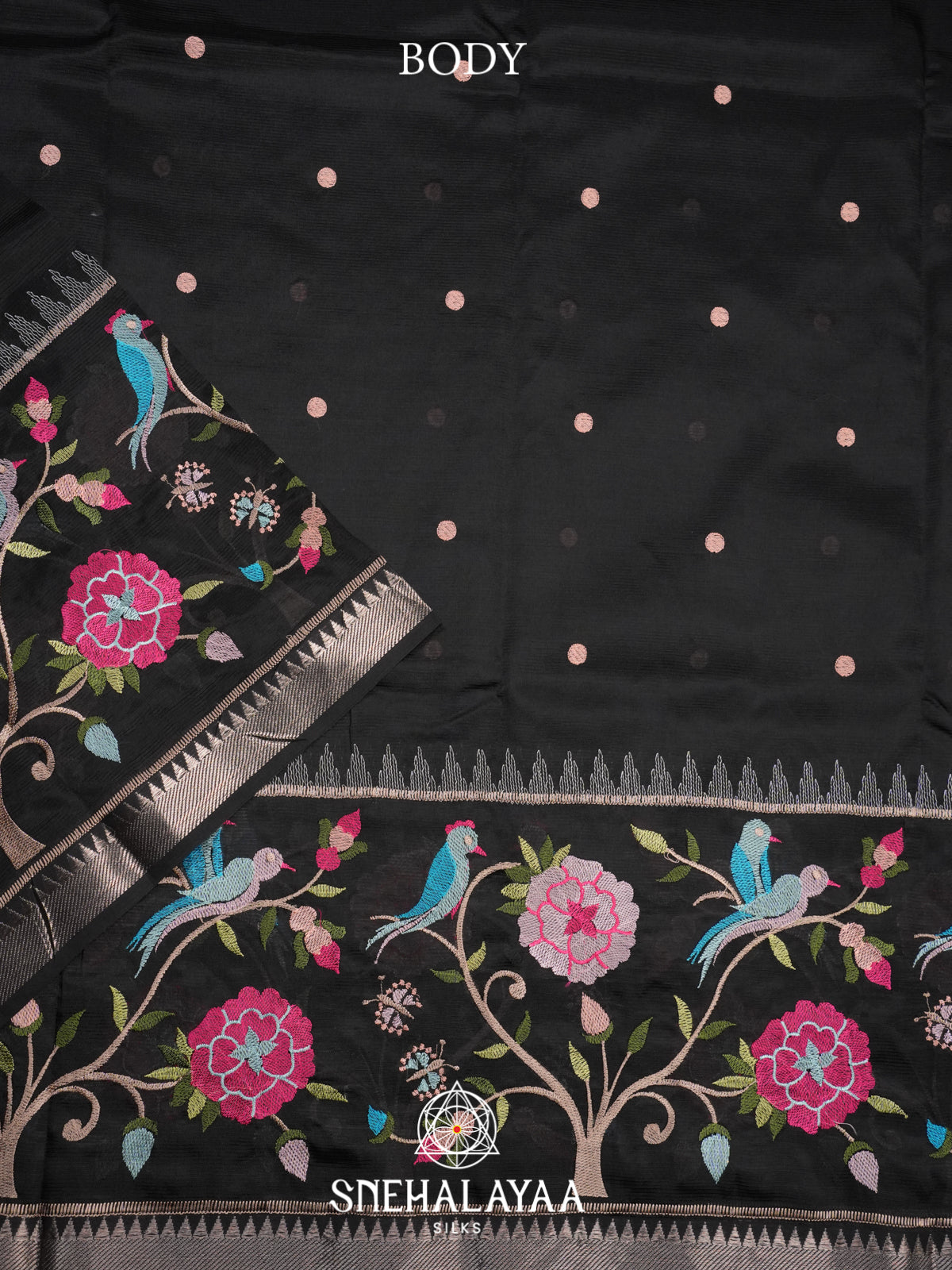 Black Mangalagiri Silk Cotton Saree