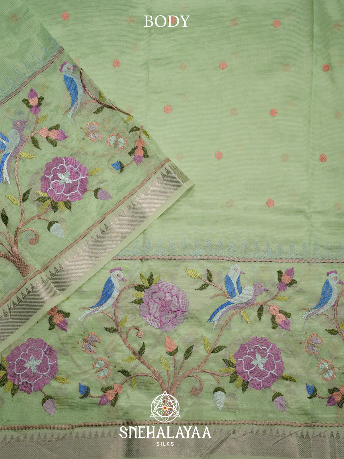 Mint Green Mangalagiri Silk Cotton Saree