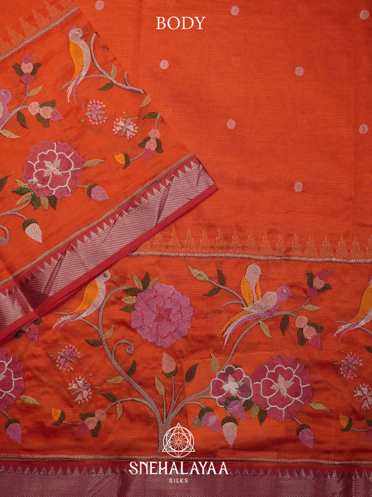 Orange Mangalagiri Silk Cotton Saree