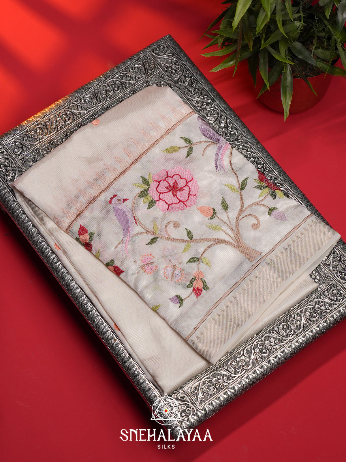 Off White Mangalagiri Silk Cotton Saree