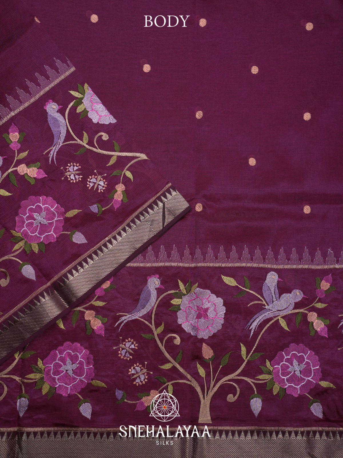 Purple Mangalagiri Silk Cotton Saree