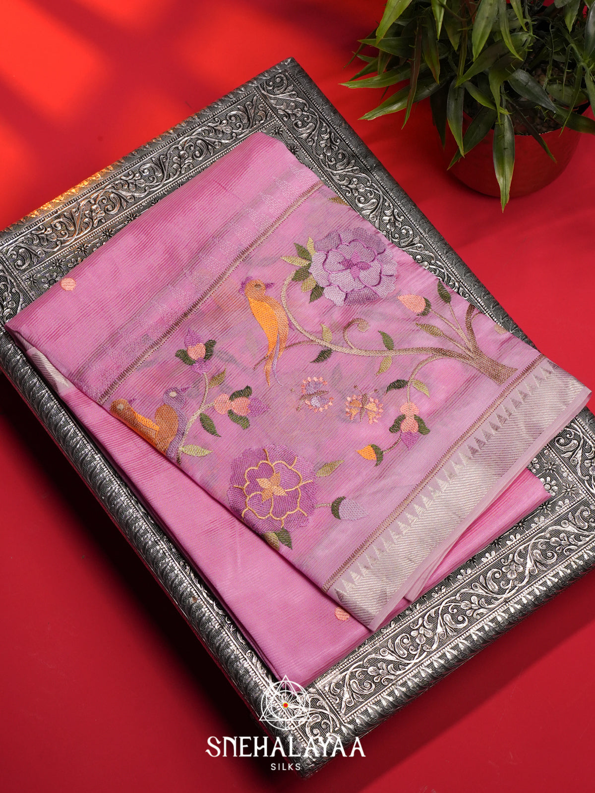 Baby Pink Mangalagiri Silk Cotton Saree