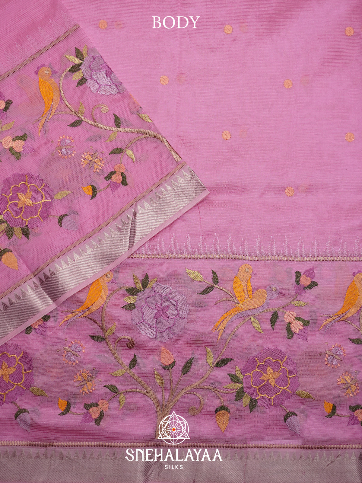 Baby Pink Mangalagiri Silk Cotton Saree