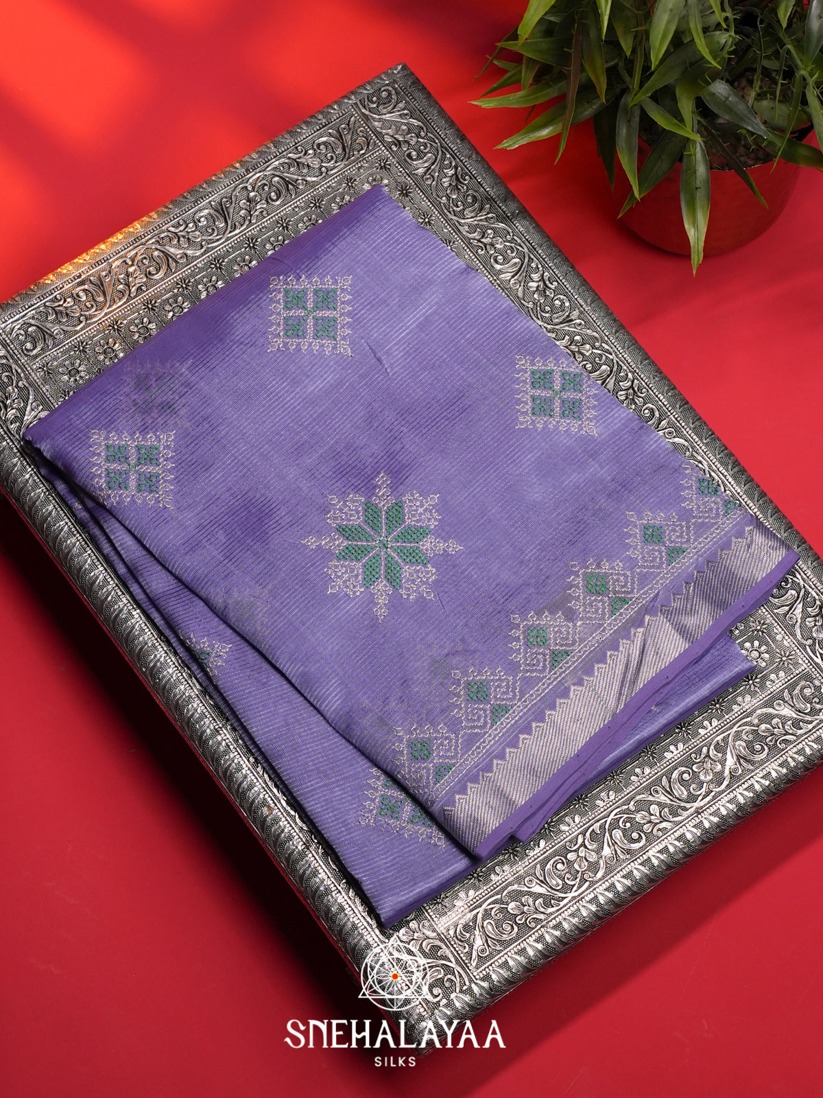Lavender Mangalagiri Silk Cotton Saree