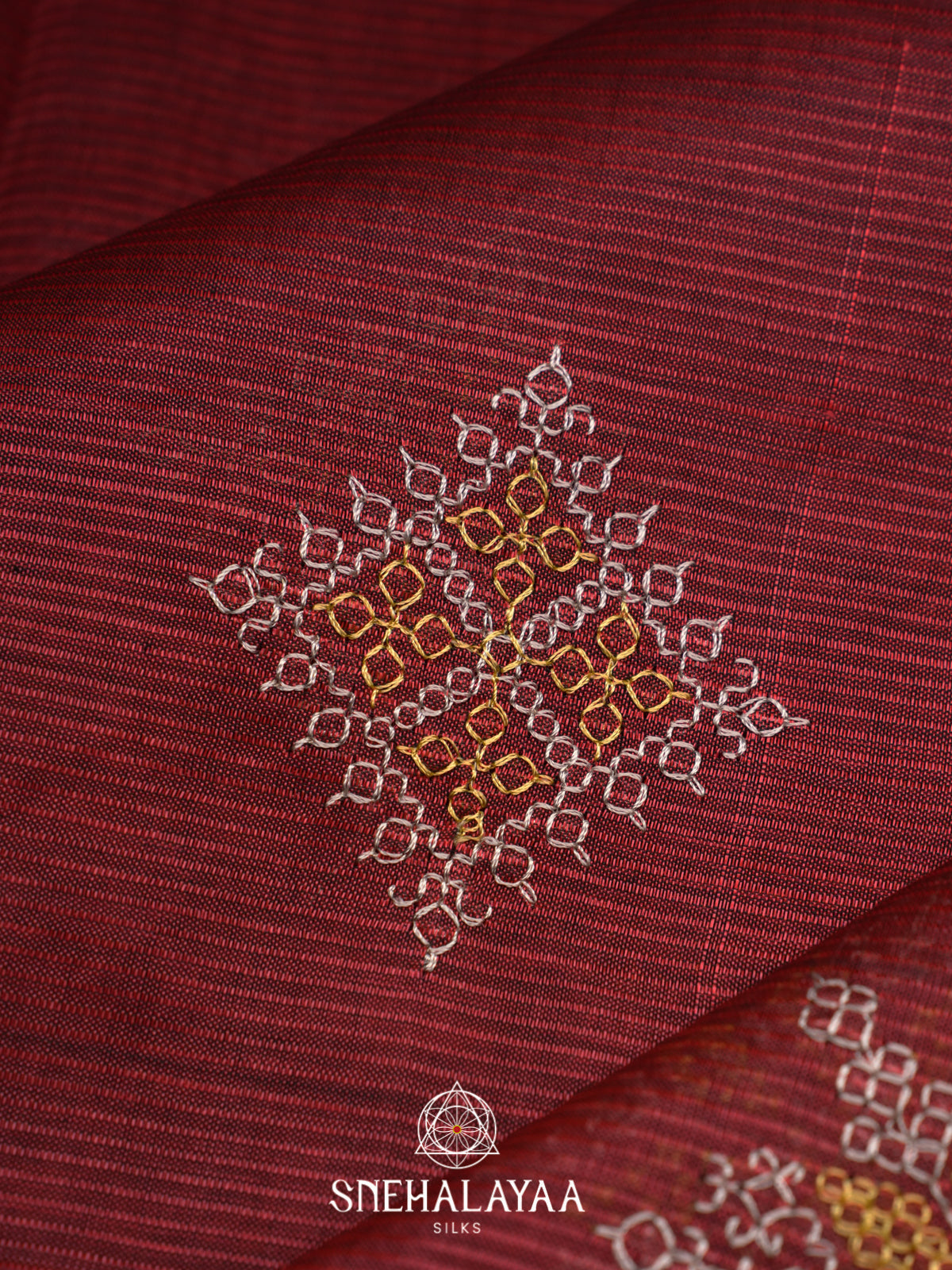 Maroon Mangalagiri Silk Cotton Saree