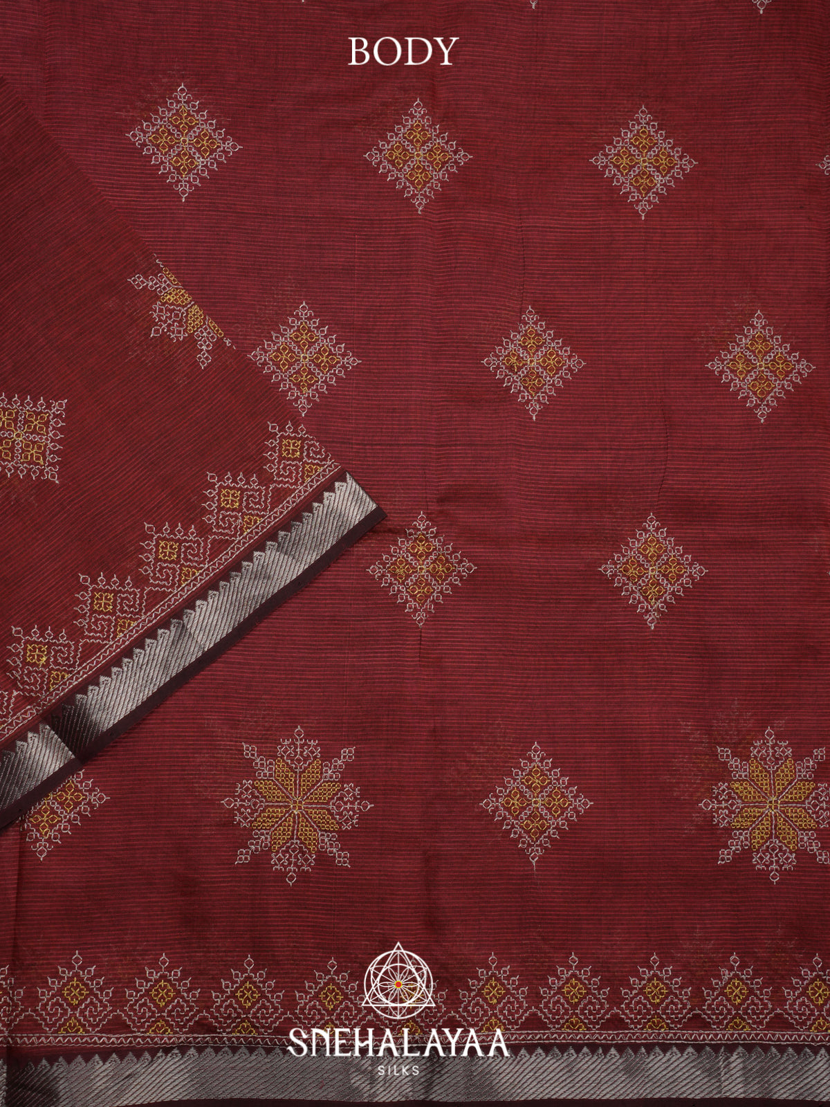 Maroon Mangalagiri Silk Cotton Saree