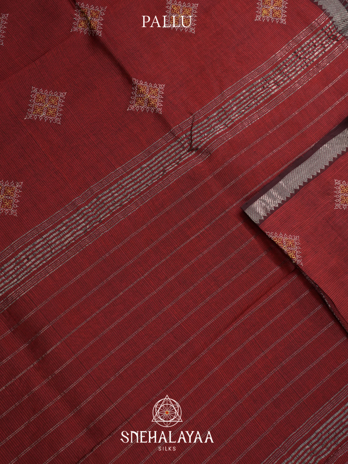 Maroon Mangalagiri Silk Cotton Saree
