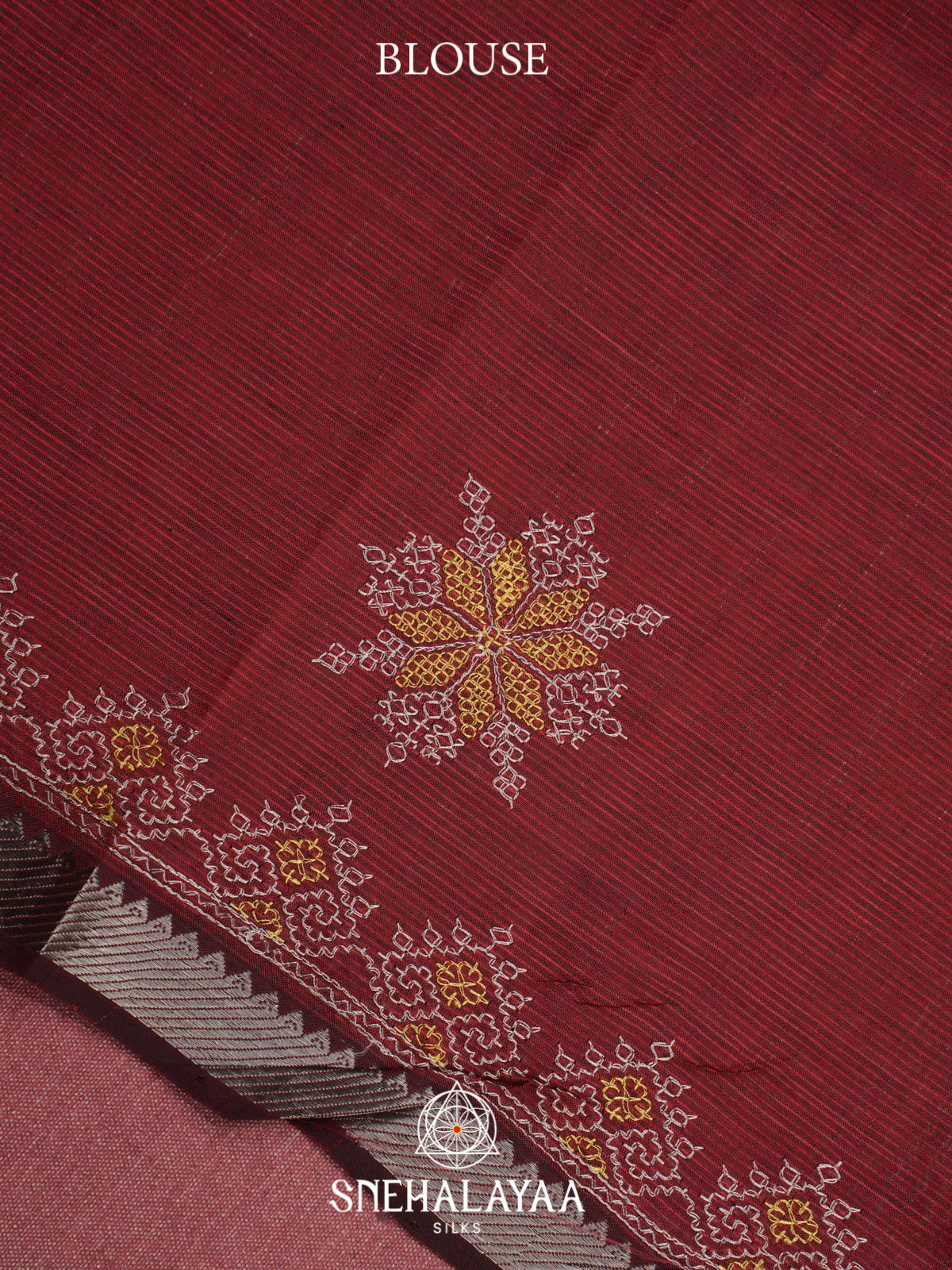 Maroon Mangalagiri Silk Cotton Saree