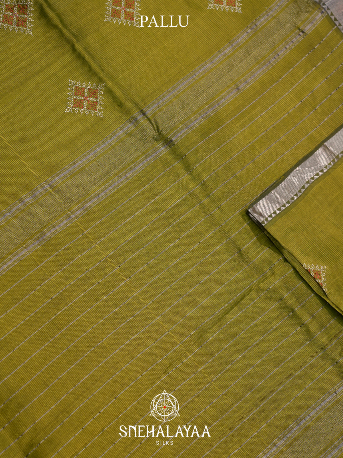 Olive Green Mangalagiri Silk Cotton Saree