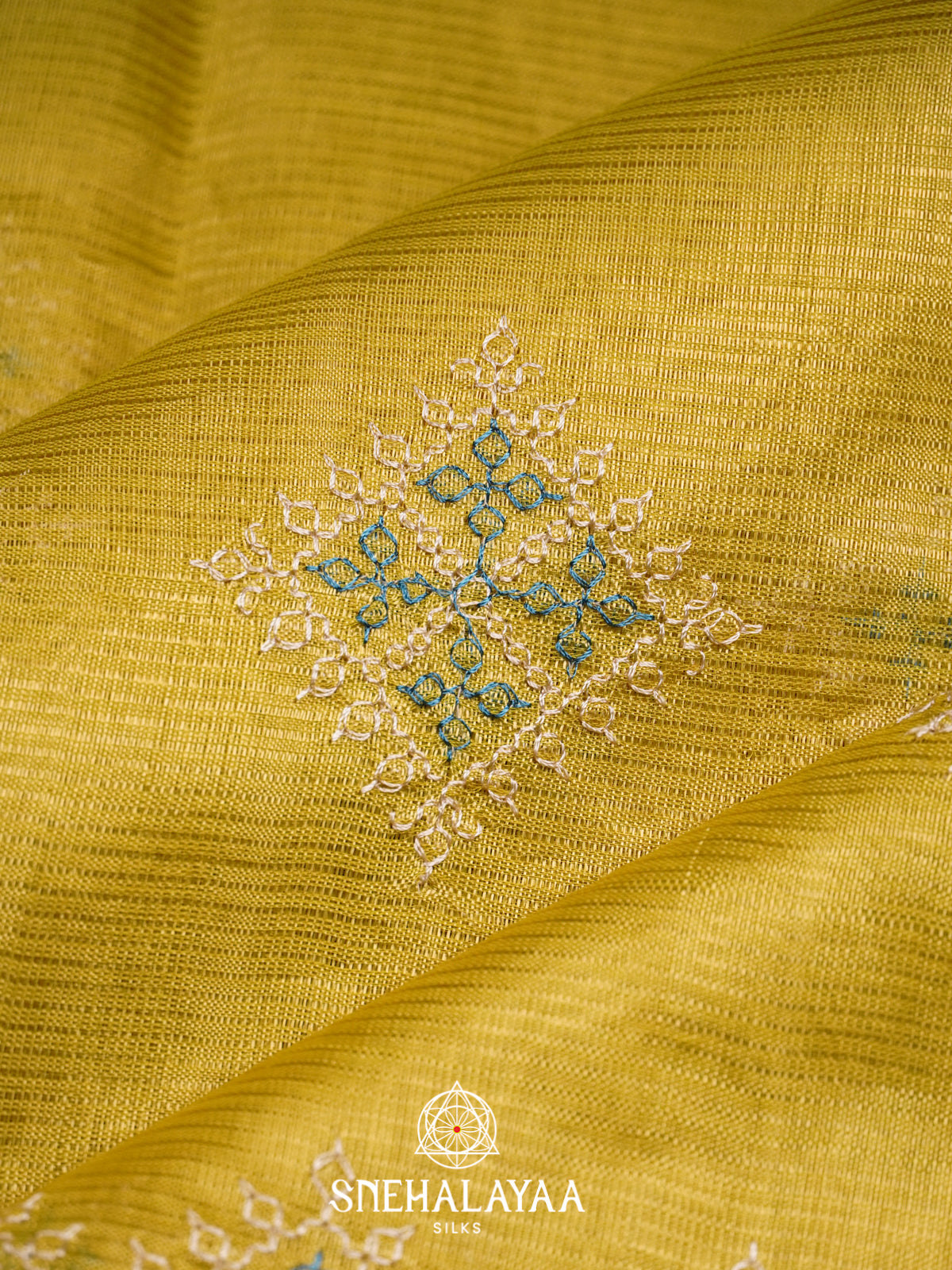 Lime Yellow Mangalagiri Silk Cotton Saree