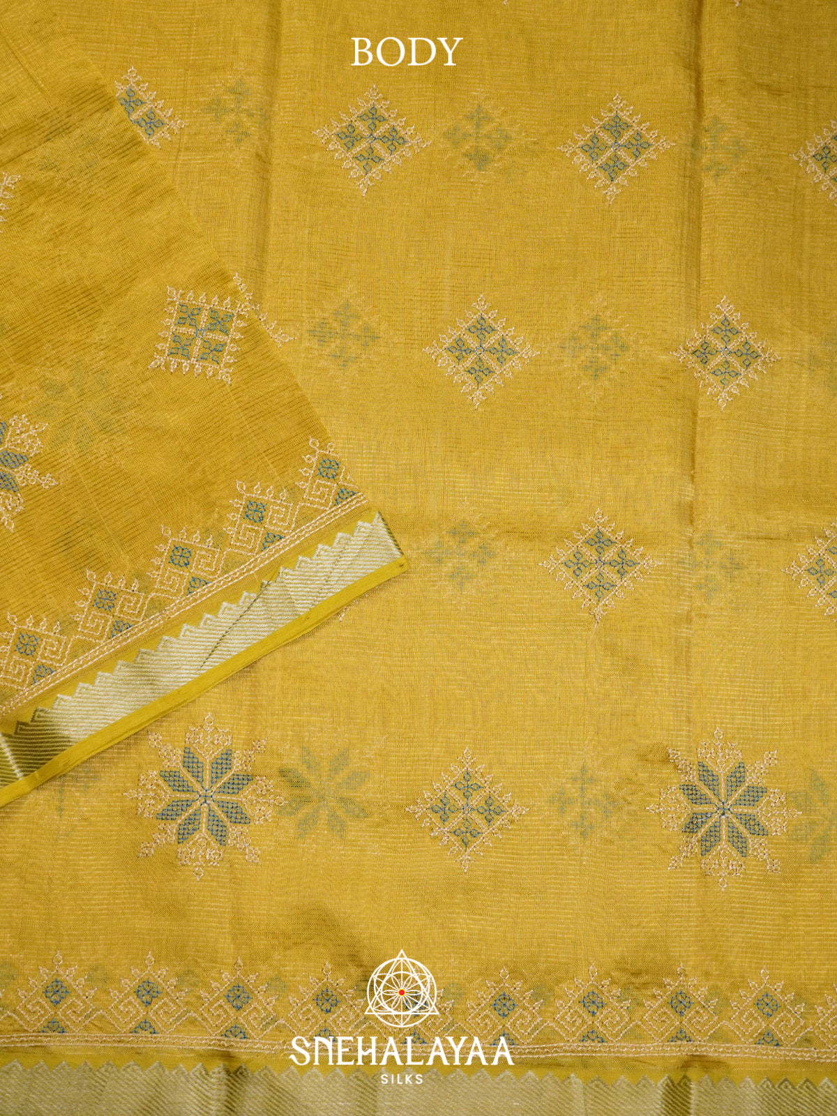 Lime Yellow Mangalagiri Silk Cotton Saree