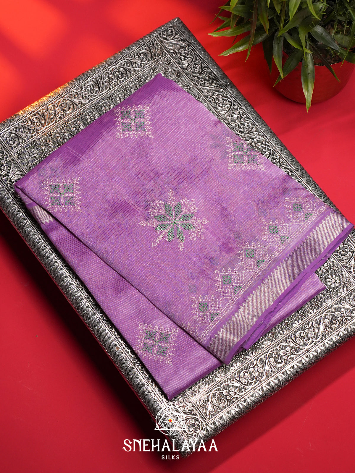 Lavender Mangalagiri Silk Cotton Saree