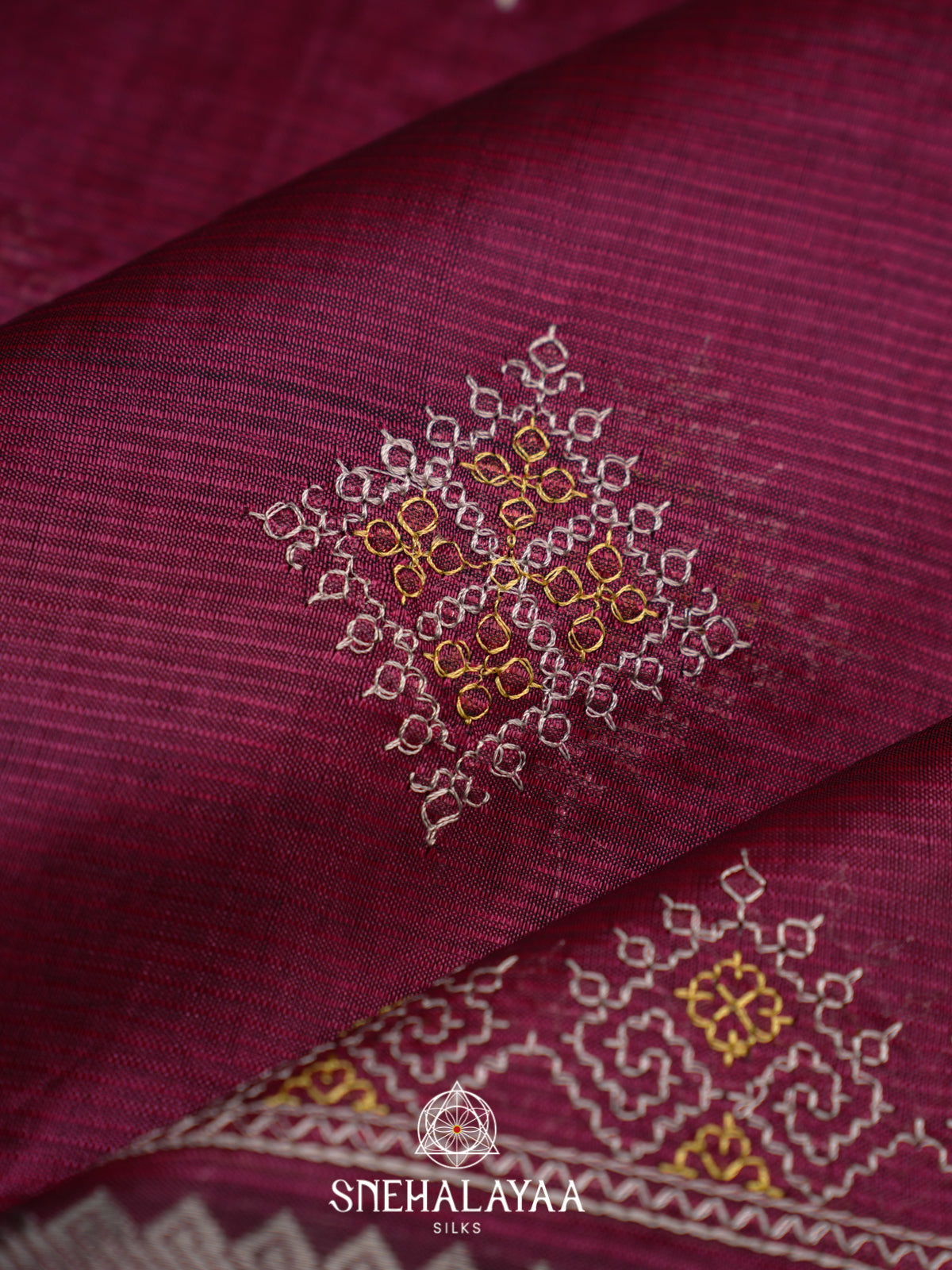 Burgundy Mangalagiri Silk Cotton Saree