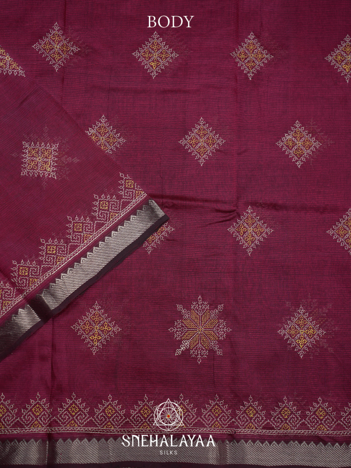 Burgundy Mangalagiri Silk Cotton Saree