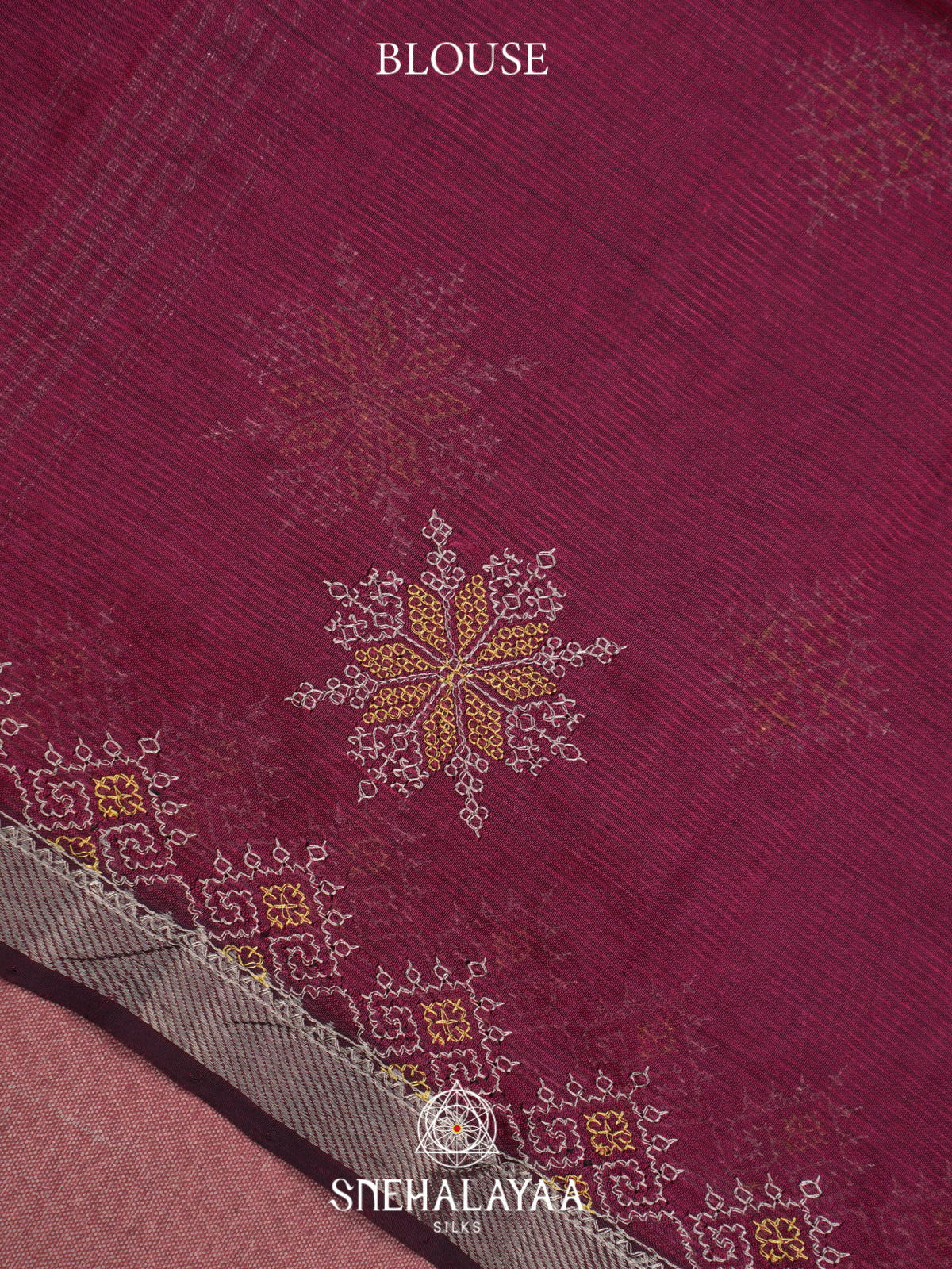 Burgundy Mangalagiri Silk Cotton Saree