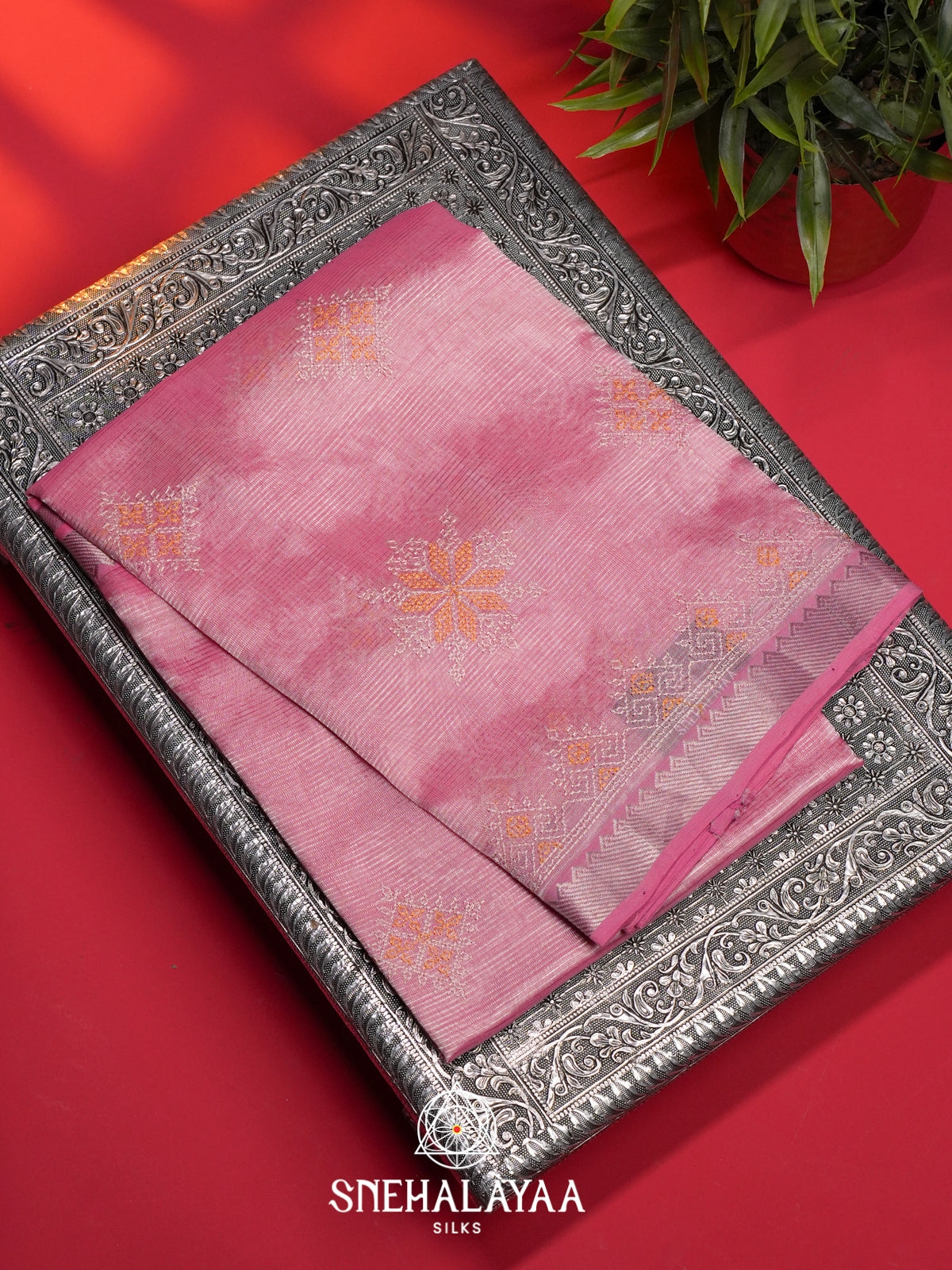 Baby Pink Mangalagiri Silk Cotton Saree